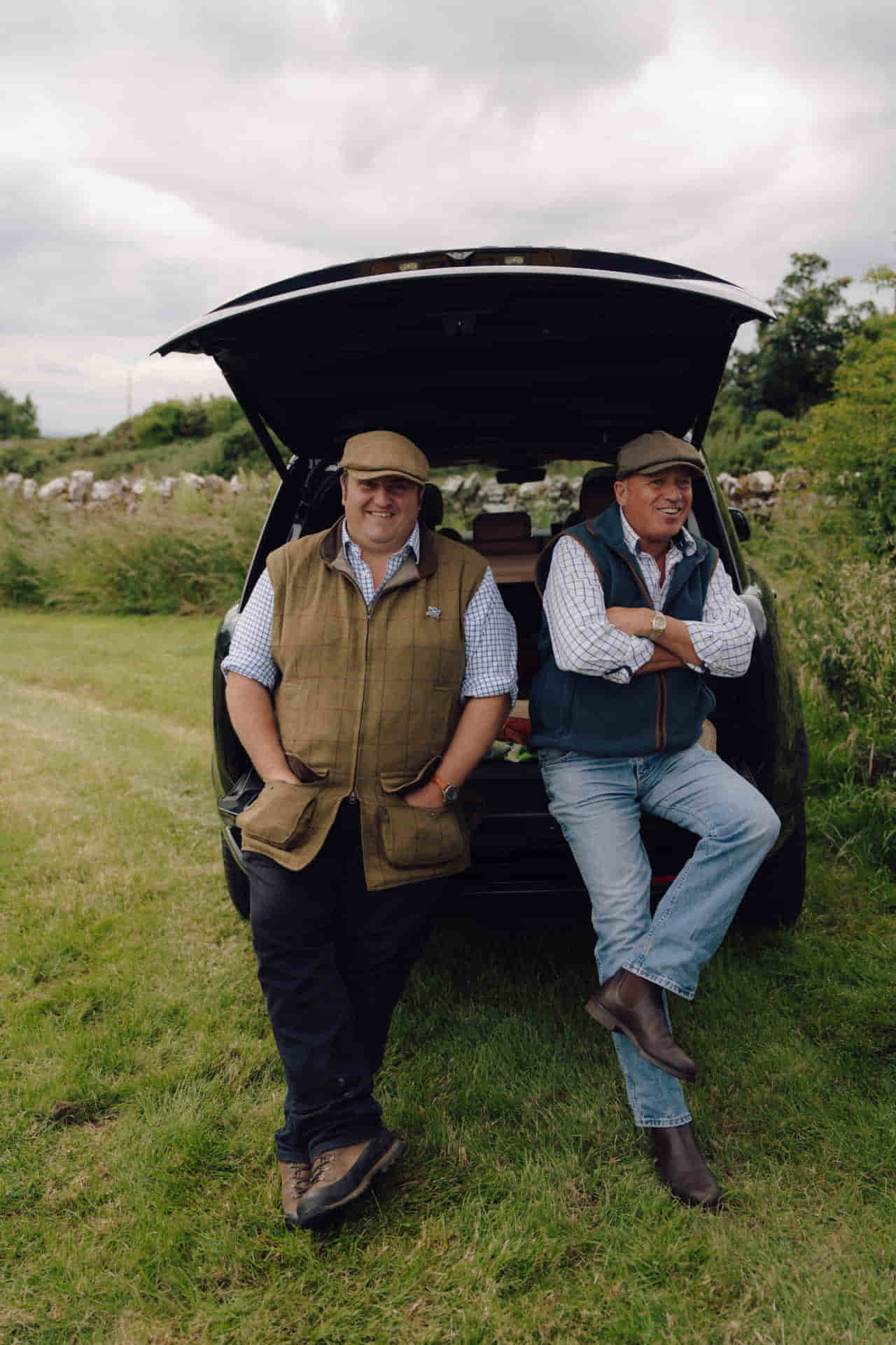 David Ogilvie (left) David Hardie (right wing) of ClayBusters Clay pigeon shooting experience in East Lothian near Edinburgh - simulated game scotland
